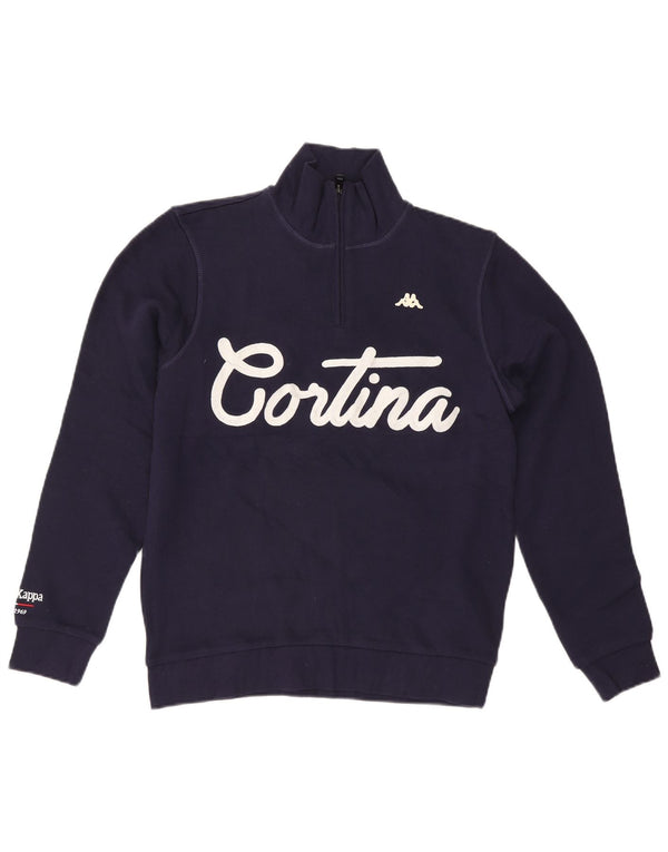 Kappa Herren-Sweatshirt mit grafischem Reißverschluss, mittlerer marineblauer Baumwolle