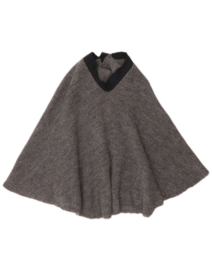 Vintage Damen Poncho Pullover UK 10 Kleine graue Alpakawolle