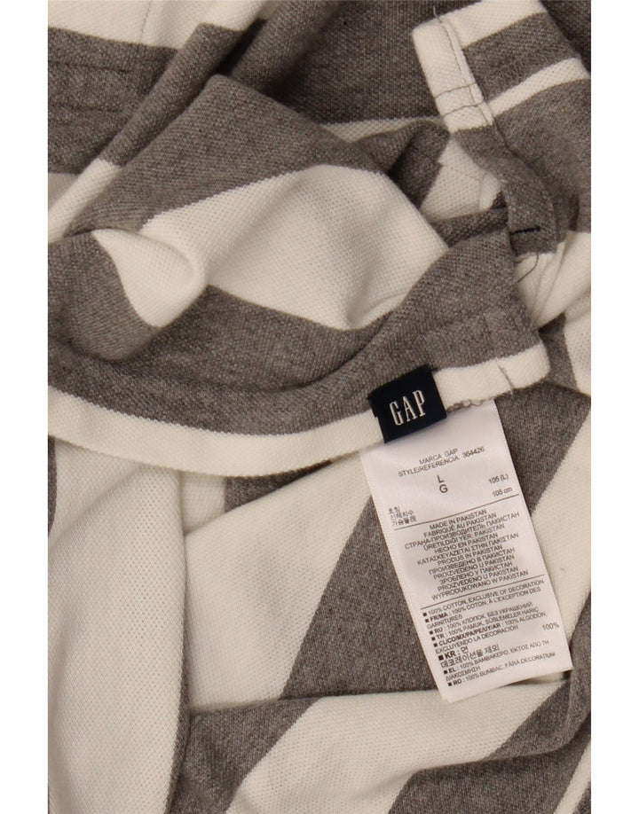 Gap Herren-Poloshirt, groß, grau gestreift, Baumwolle
