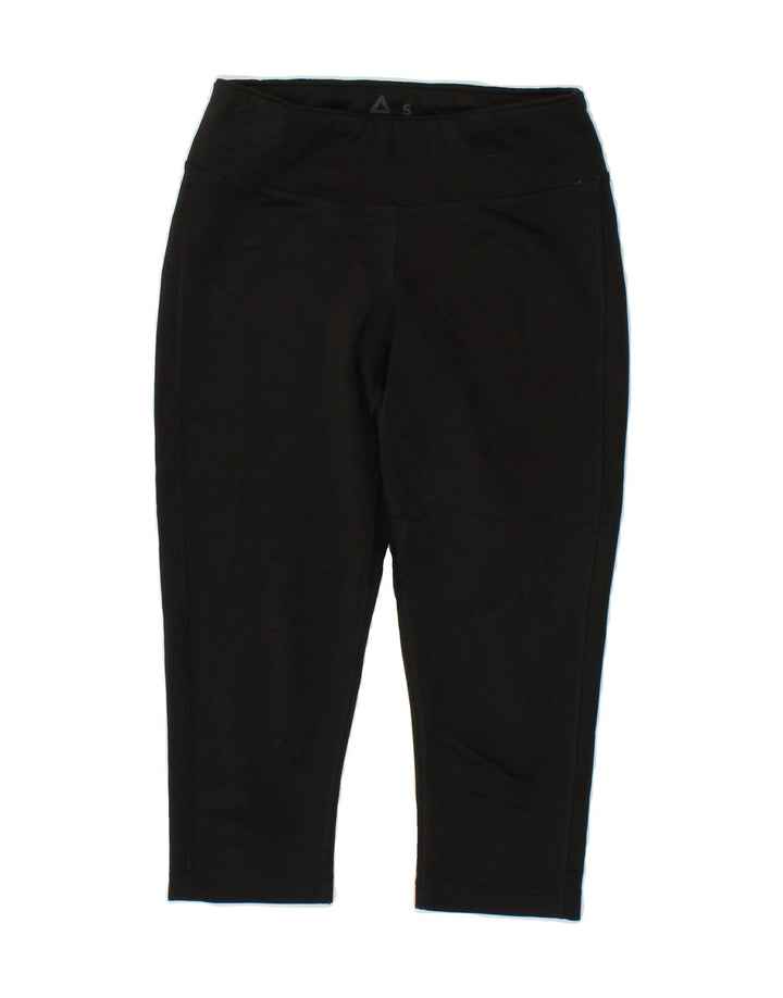 REEBOK Womens Capri Leggings UK 8/10 Small  Black Polyester Vintage Reebok and Second-Hand Reebok from Messina Hembry 