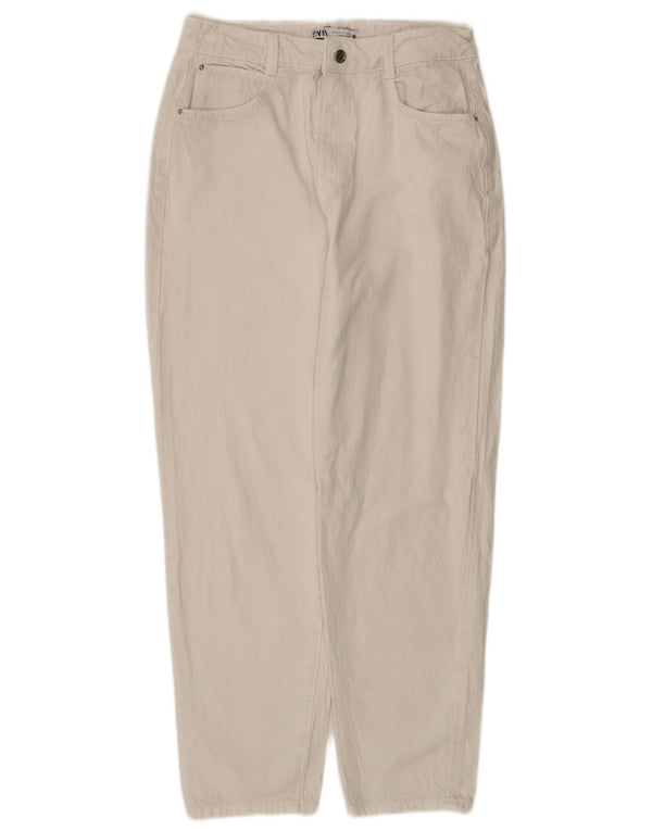 Zara Damen High Waist Tapered Jeans EU 40 Medium W30 L27 Weiß