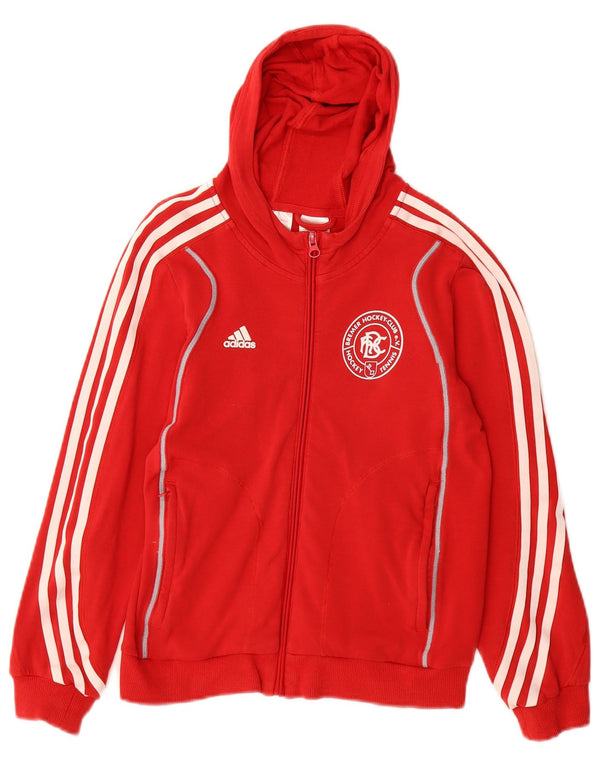 Adidas Jungen Kapuzenpullover mit grafischem Reißverschluss, 9–10 Jahre, rote Baumwolle