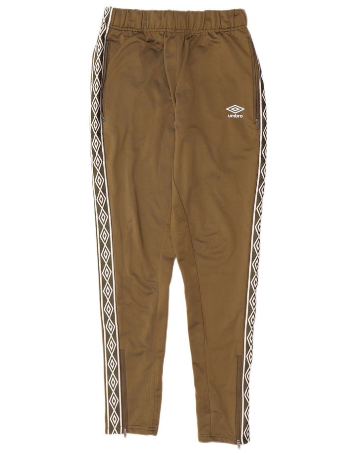 UMBRO Mens Graphic Tracksuit Trousers Small Khaki Colourblock Polyester