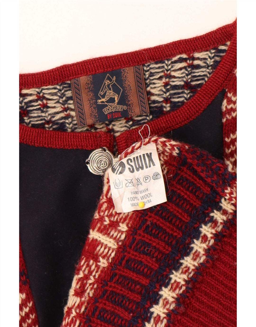Sondre Herren-Pullover mit Rundhalsausschnitt, groß, rote Fair-Isle-Wolle