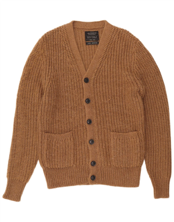All Saints Herren-Strickjacke aus mittelbraunem Acryl
