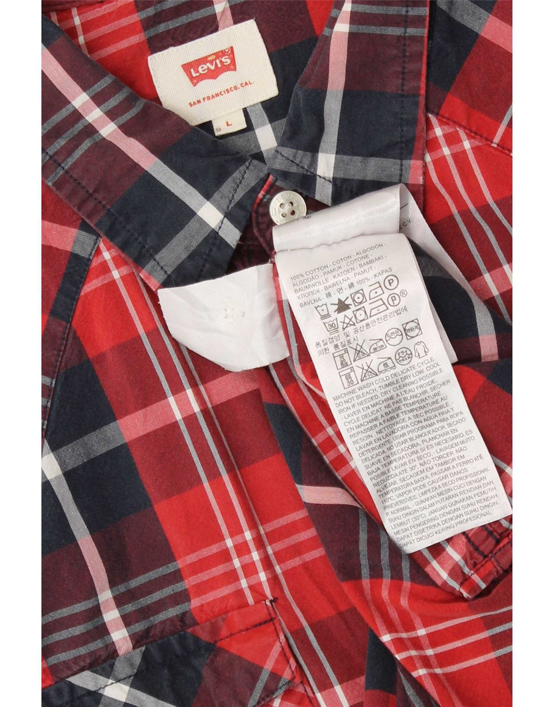 Levi's Herren-Kurzarmhemd, groß, rot kariert, Baumwolle