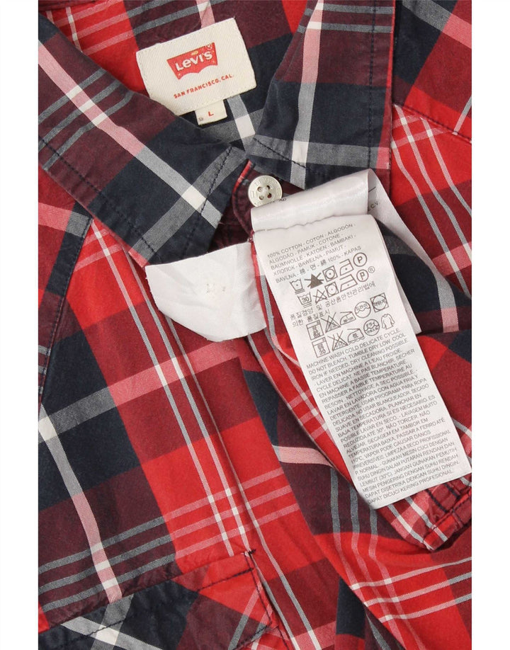 Levi's Herren-Kurzarmhemd, groß, rot kariert, Baumwolle