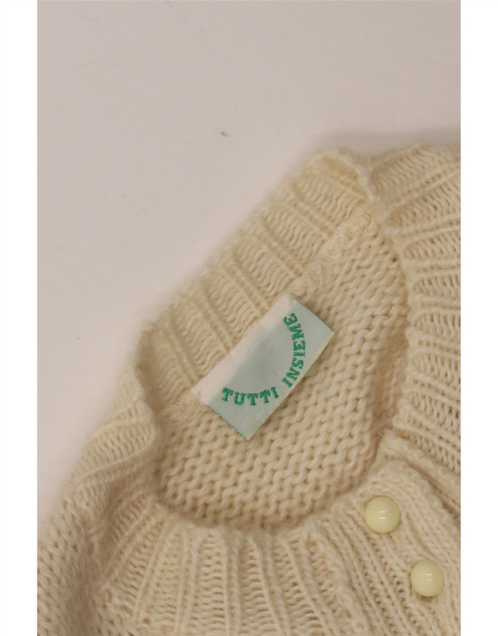 Vintage Damen Cardigan Pullover UK 12 Medium Beige Fair Isle