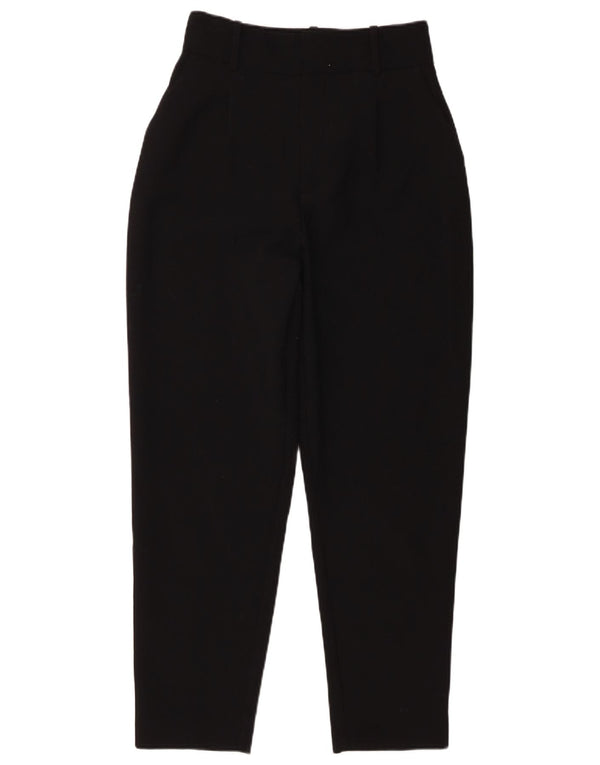 Zara Damen-Chinohose mit hoher Taille, schmal zulaufend, Größe S, W26, L26, Schwarz, Polyester