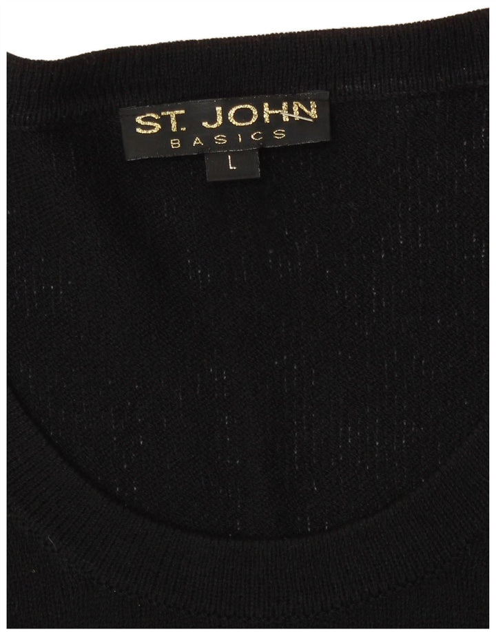ST.John Damen-Pullover, kurzärmelig, U-Boot-Ausschnitt, Gr. 42, Größe L, Schwarz