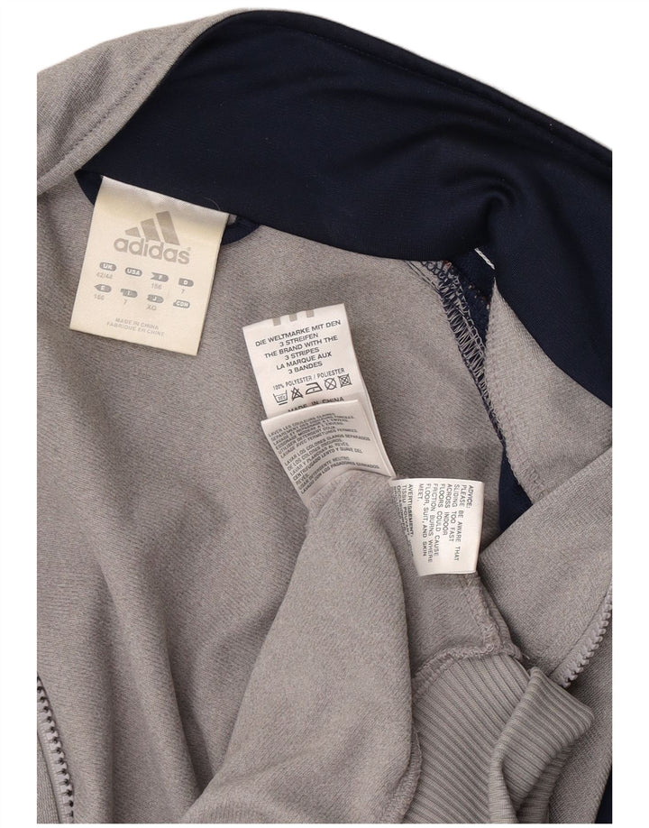 Adidas Herren-Trainingsanzugoberteil, UK-Größe 42/44, großes graues Colourblock-Polyester