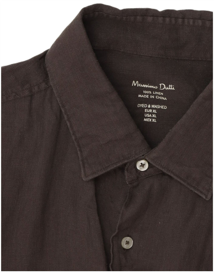 MASSIMO DUTTI Herrenhemd XL Graues Leinen