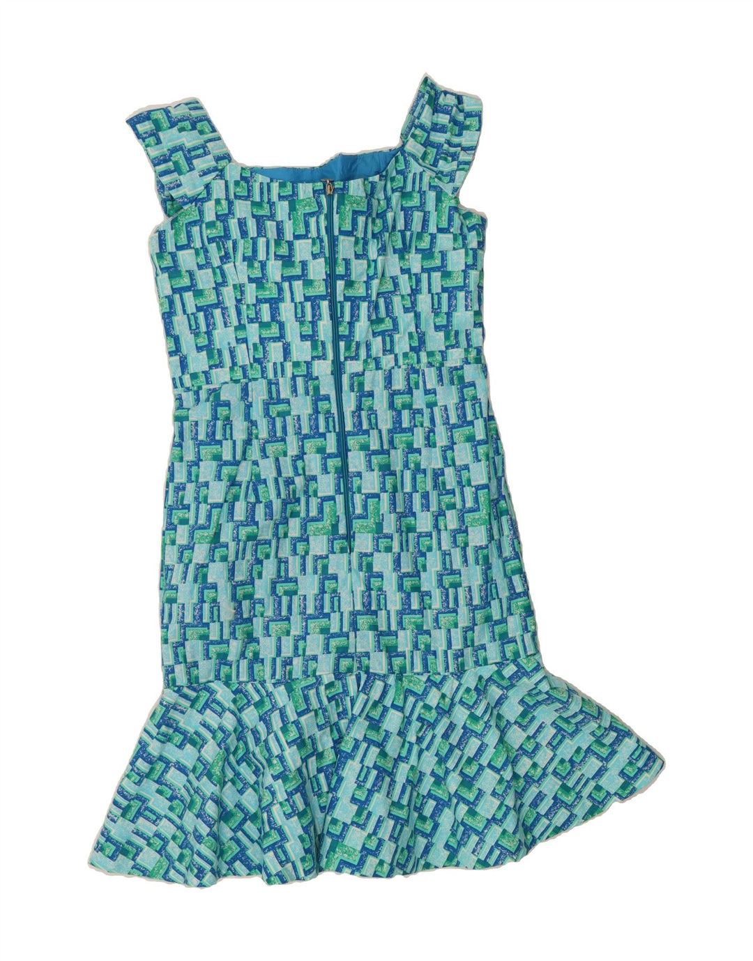 VINTAGE Womens Abstract Pattern Sundress UK 12 Medium Blue Vintage Vintage and Second-Hand Vintage from Messina Hembry 
