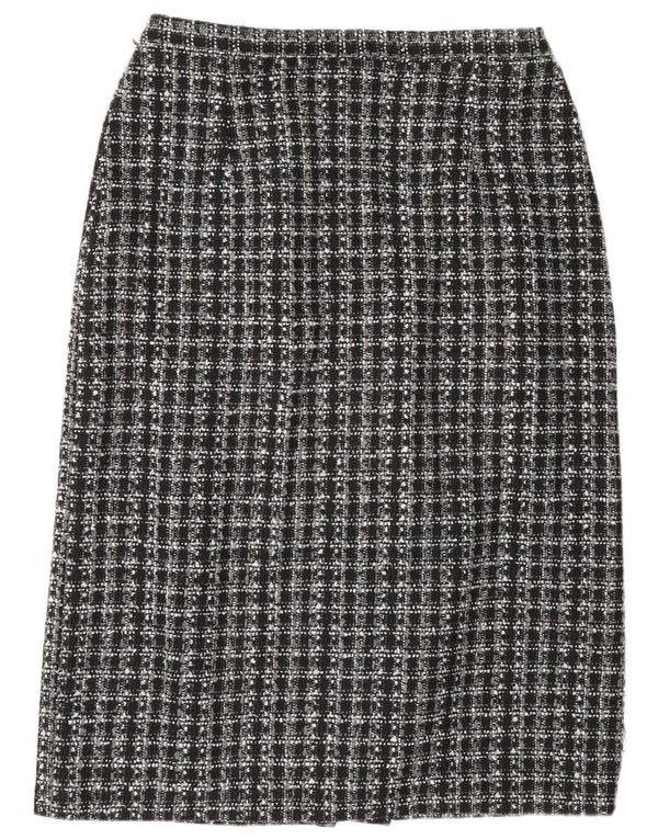 Klasse Damen Bleistiftrock UK 16 Large W32 Schwarz kariertes Polyester