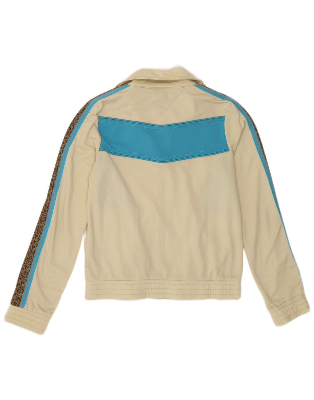 TOMMY HILFIGER Damen-Trainingsanzug-Oberteiljacke UK 10 Small Beige Colourblock