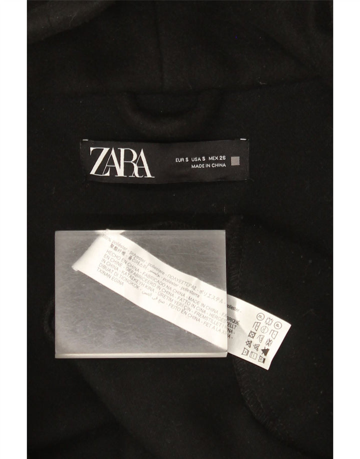 Zara Damen-Übergroßer Mantel mit Kapuze, UK 10, Größe S, Schwarz, Polyester