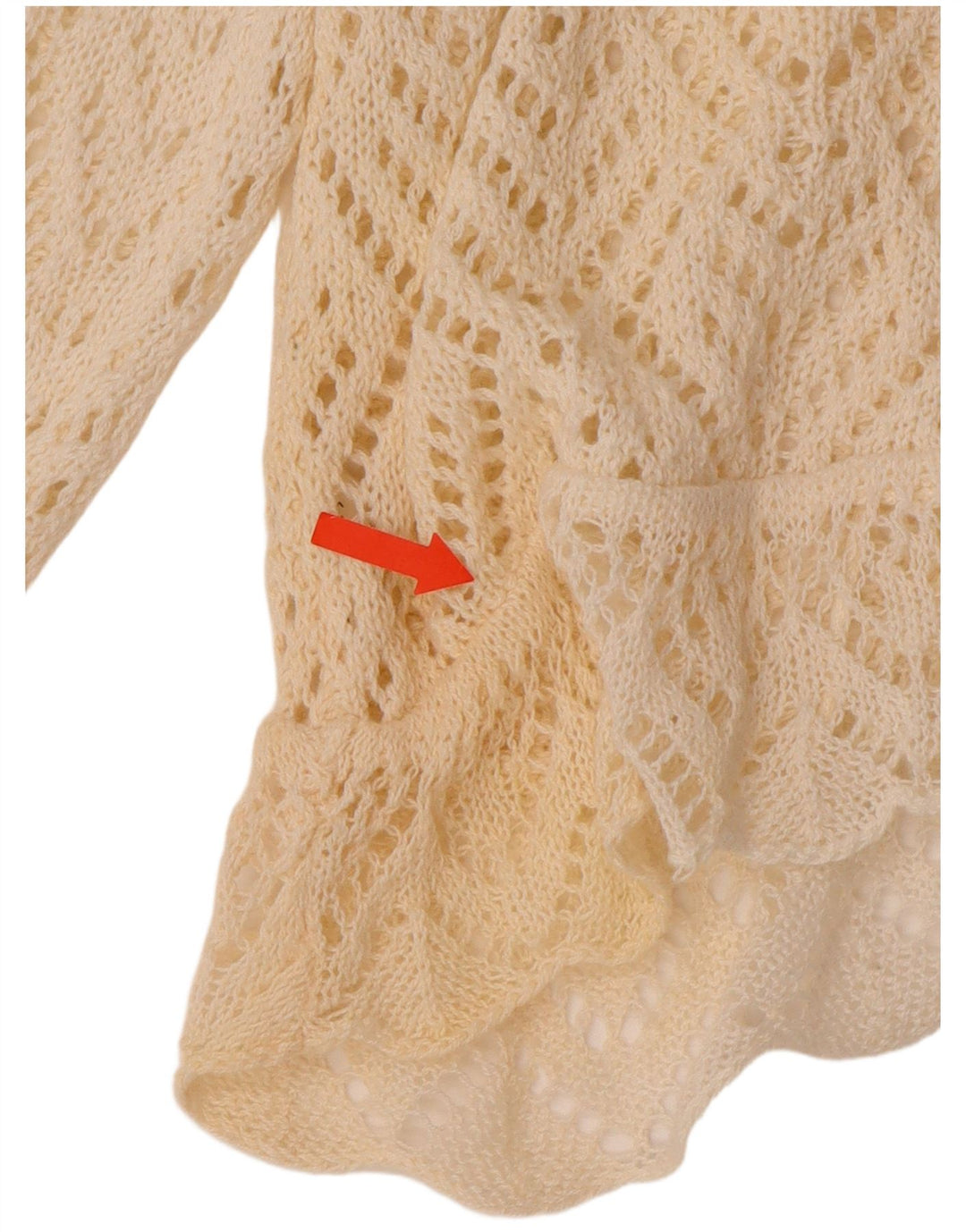 VINTAGE Damen Crop 3/4 Ärmel Häkel-Cardigan-Pullover UK 18 XL Off White