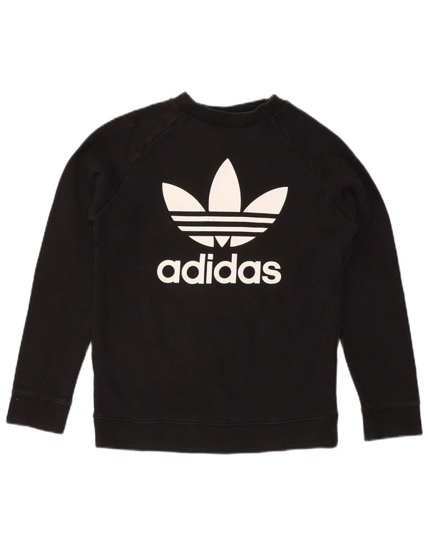 Adidas Damen Graphic Sweatshirt Pullover UK 12 Medium Schwarz