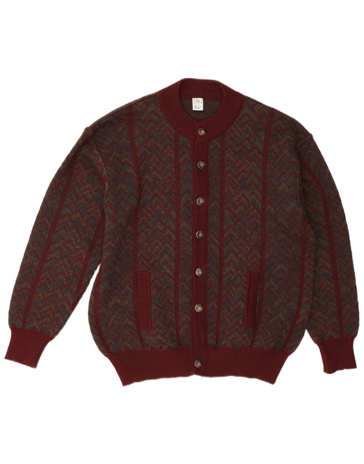 Mapier Herren-Strickjacke, große bordeauxrote Chevron-Wolle
