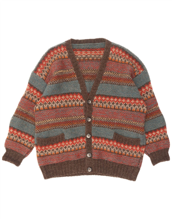 Vintage Herren-Cardigan-Pullover, groß, mehrfarbig, Fair Isle