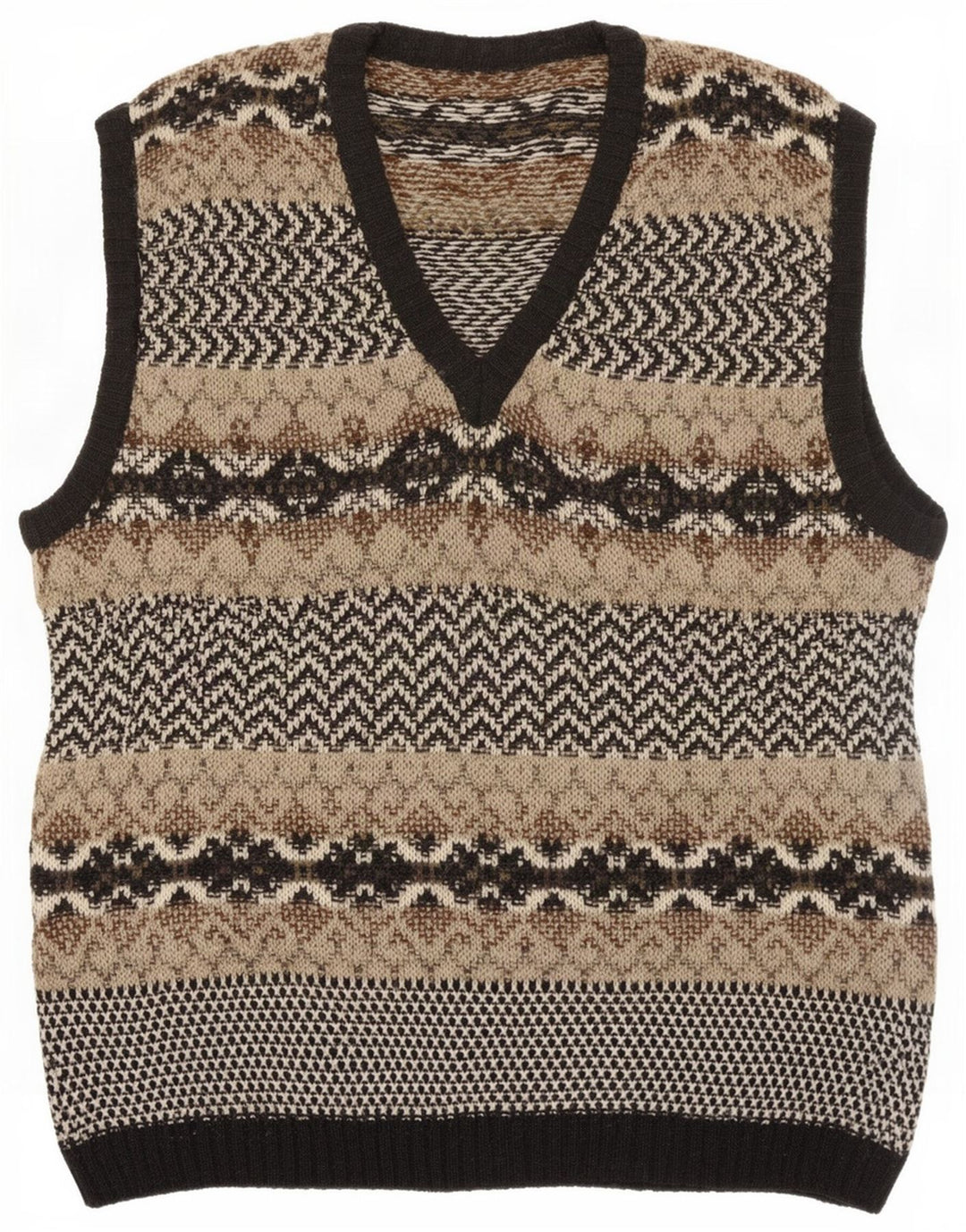 Vintage Herren Weste Tank Top IT 50 Medium Mehrfarbig Fair Isle Wolle