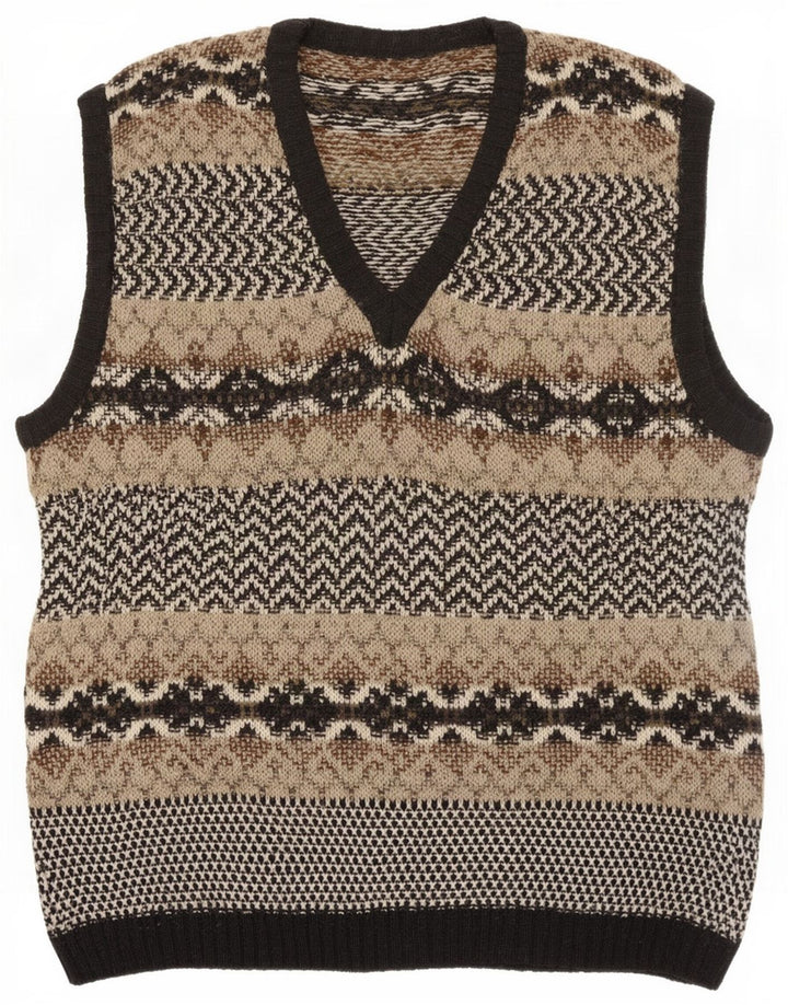 Vintage Herren Weste Tank Top IT 50 Medium Mehrfarbig Fair Isle Wolle