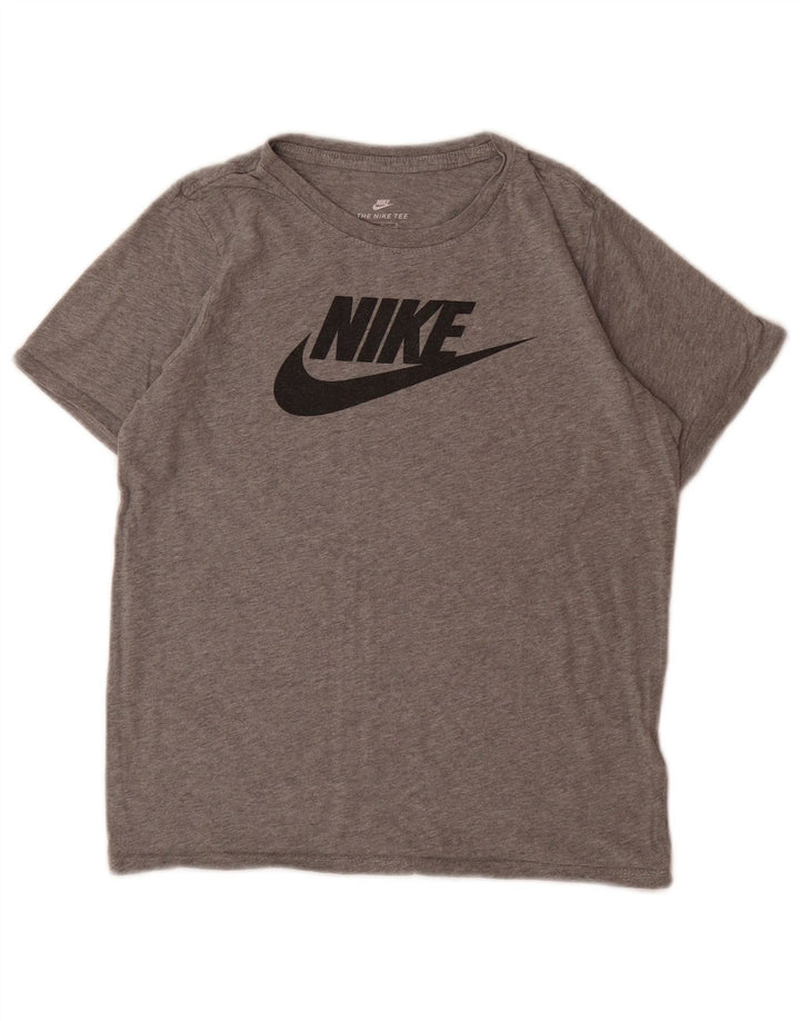 NIKE Jungen-T-Shirt mit sportlichem Schnitt und Grafik, 12–13 Jahre, Größe L, aus grauer Baumwolle