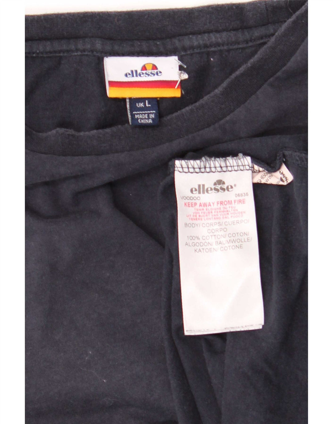 Ellesse Herren T-Shirt Top Large Marineblau Baumwolle