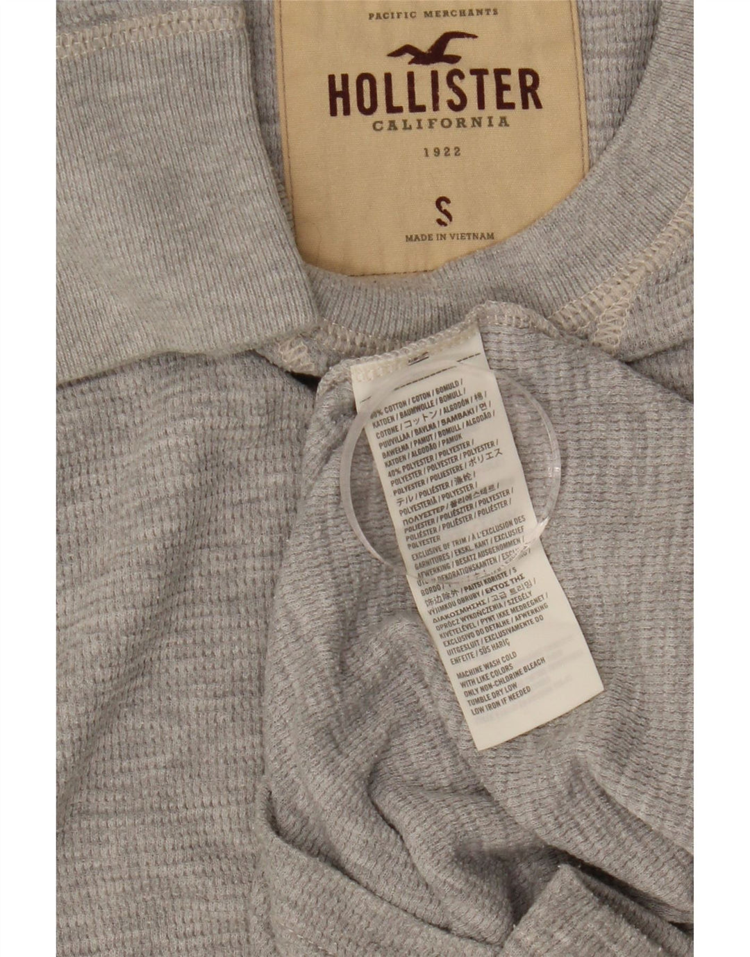 Hollister Herren-Oberteil, langärmelig, klein, graue Baumwolle