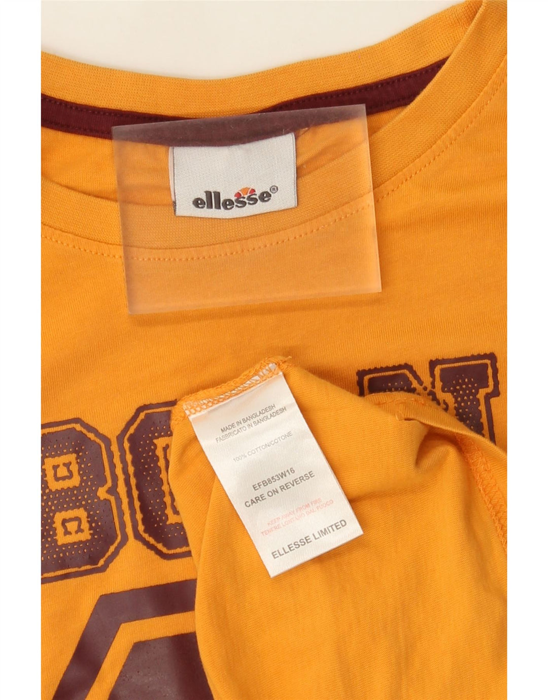 Ellesse Herren-T-Shirt mit Grafik, Größe S, gelbe Baumwolle