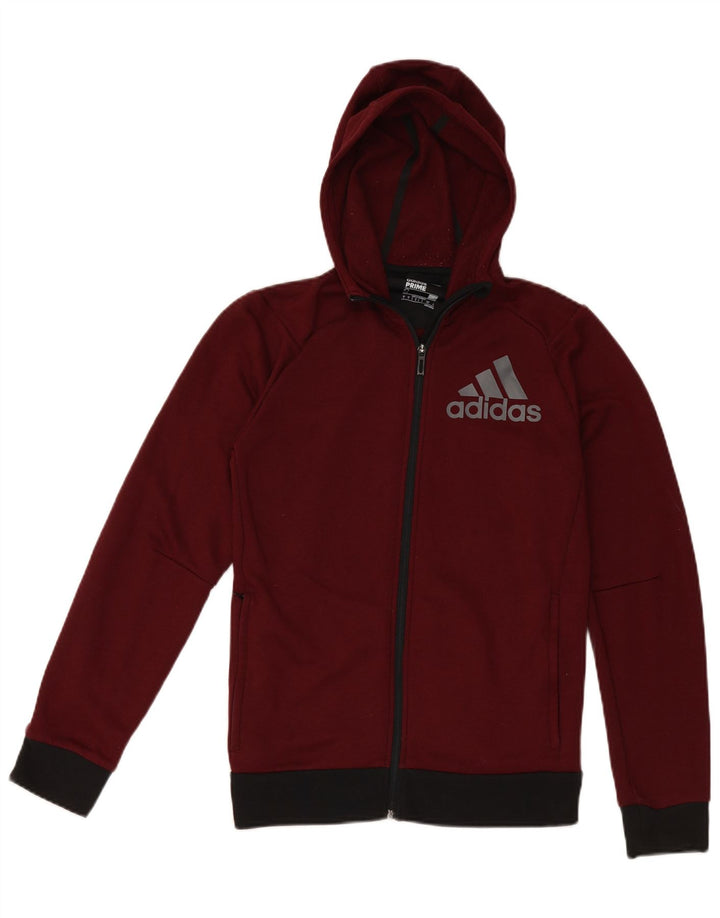 Adidas Herren Kapuzenpullover mit grafischem Reißverschluss, klein, Burgunderrot, Polyester