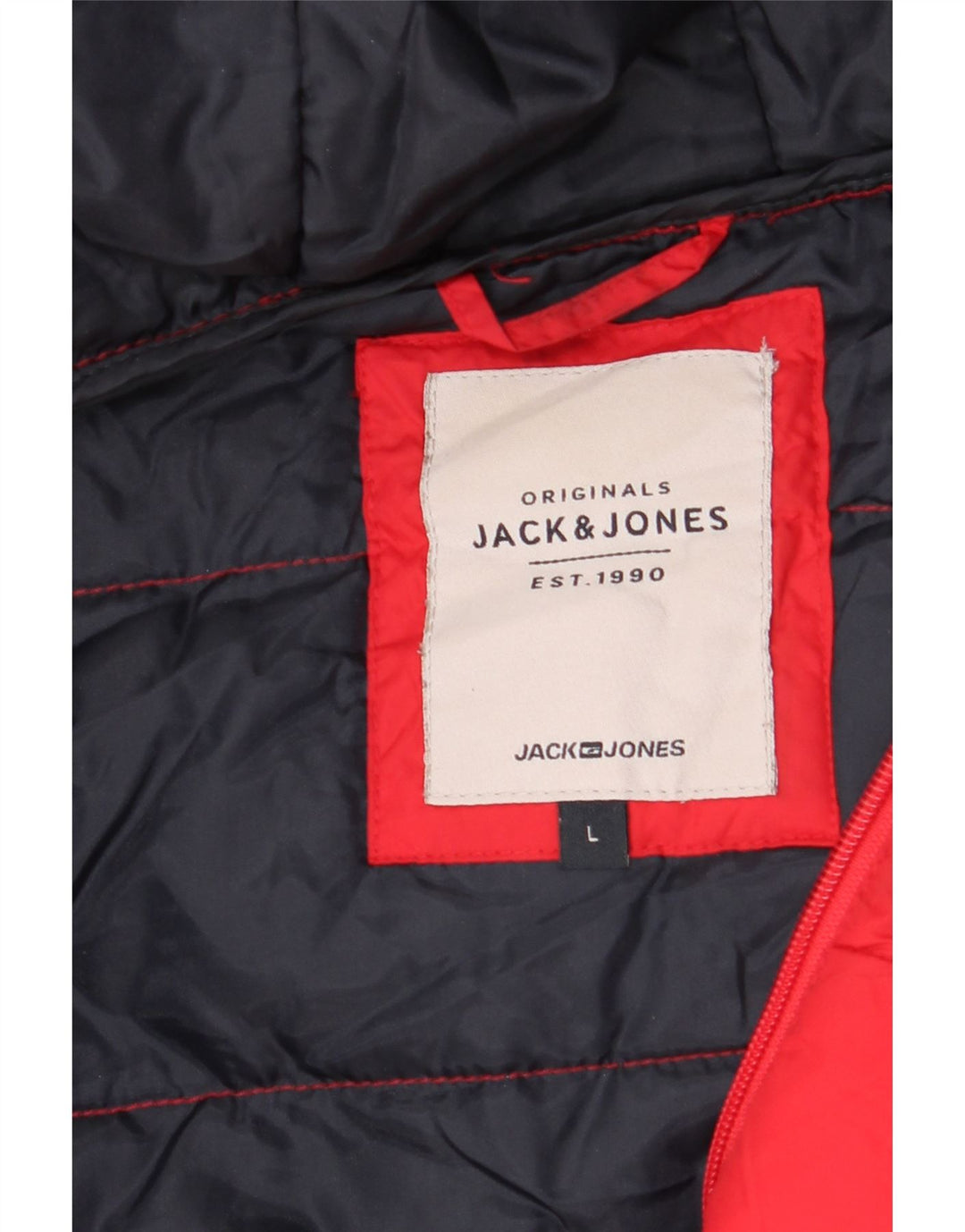 JACK & JONES Wattierte Herrenjacke mit Kapuze, UK 40, Größe L, Rot