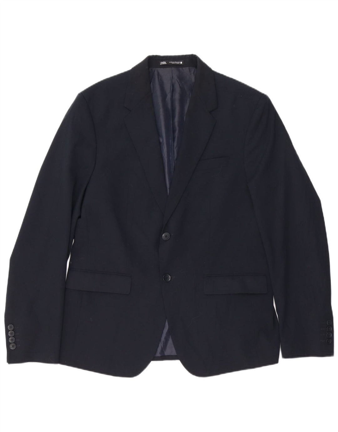 Zara Herren-Blazer mit 2 Knöpfen, EU 52, groß, Marineblau