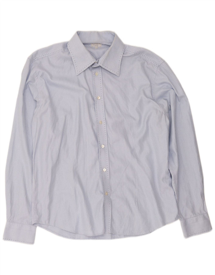 Ted Baker Herrenhemd, Größe 6 2XL, blaue Hahnentritt-Baumwolle