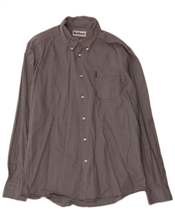 Barbour Herren-Hemd mit maßgeschneiderter Passform, große schwarze Gingham-Baumwolle