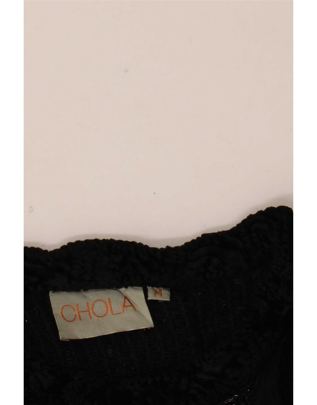Vintage Damen Häkel-Crop-Top UK 14 Medium Schwarz