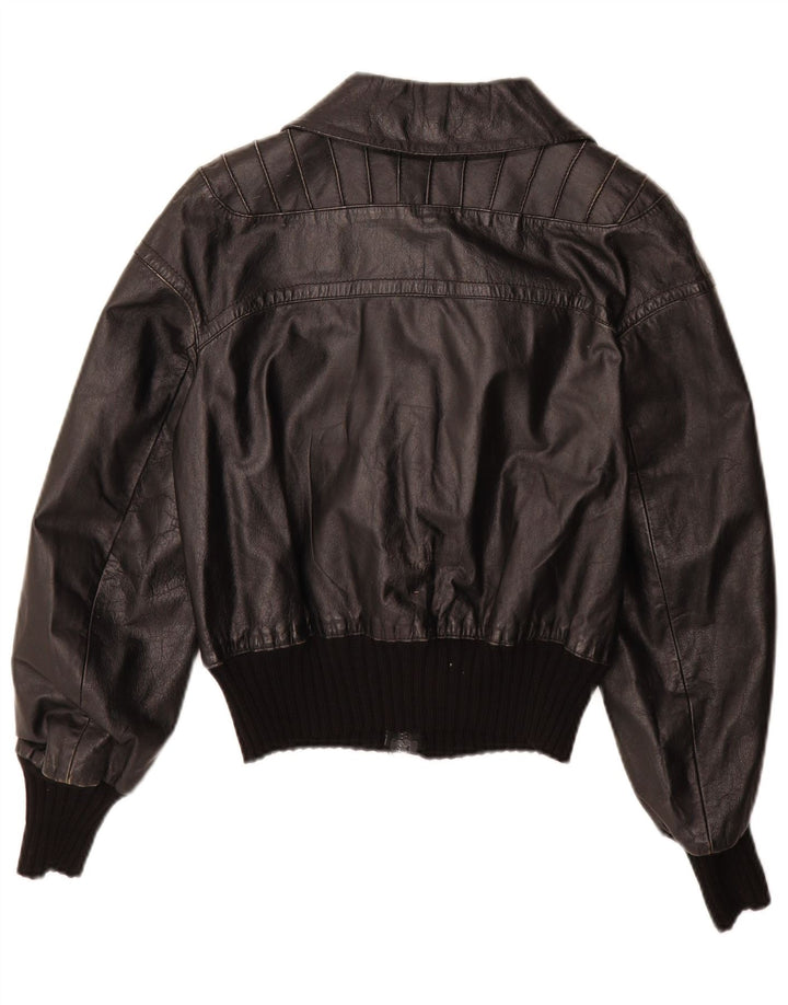 Vintage Mädchen Lederjacke 11-12 Jahre XL Schwarz