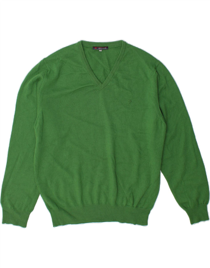 PIERRE CARDIN Mens V-Neck Jumper Sweater Small Green Acrylic Vintage Pierre Cardin and Second-Hand Pierre Cardin from Messina Hembry 