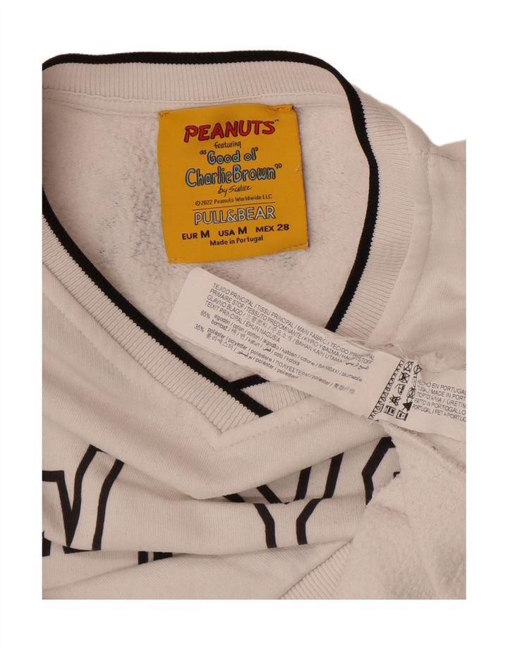 Pull & Bear Herren Peanuts Grafik-Sweatshirt-Pullover, Mittelweiß, Farbblock