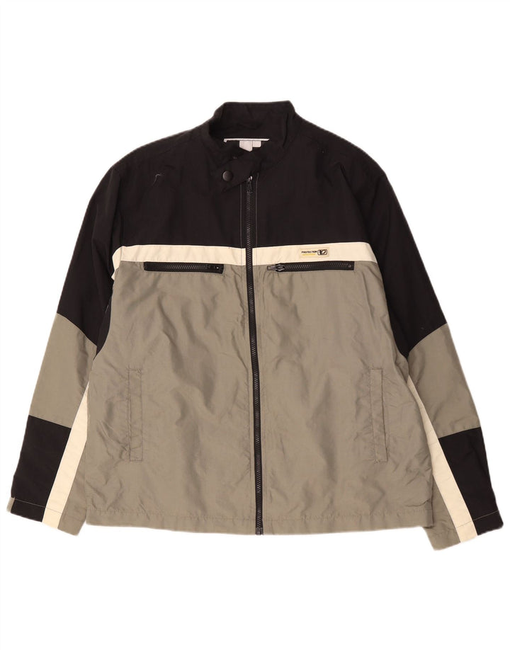 Vintage Herren-Windbreaker-Jacke UK 38 Mittelgraues Colourblock-Polyamid
