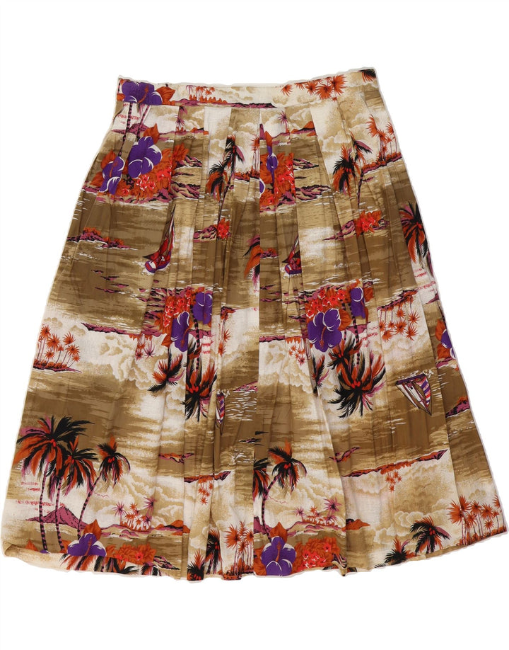 VINTAGE Womens A-Line Skirt IT 46 Large W34 Beige Patchwork Hawaiian Vintage Vintage and Second-Hand Vintage from Messina Hembry 