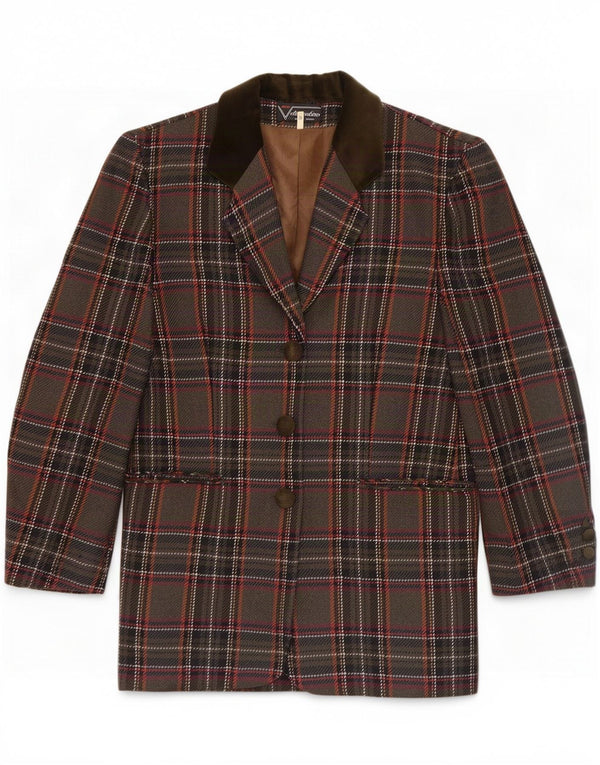 Clementino Damen-Blazer mit 3 Knöpfen, IT 42, mittelgroß, mehrfarbig, kariert
