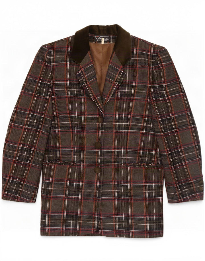 Clementino Damen-Blazer mit 3 Knöpfen, IT 42, mittelgroß, mehrfarbig, kariert