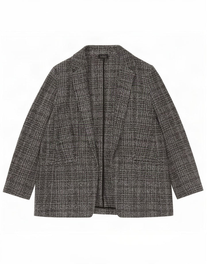 Marks & Spencer Womens Open Blazer Jacke UK 16 Large Schwarz kariertes Polyester