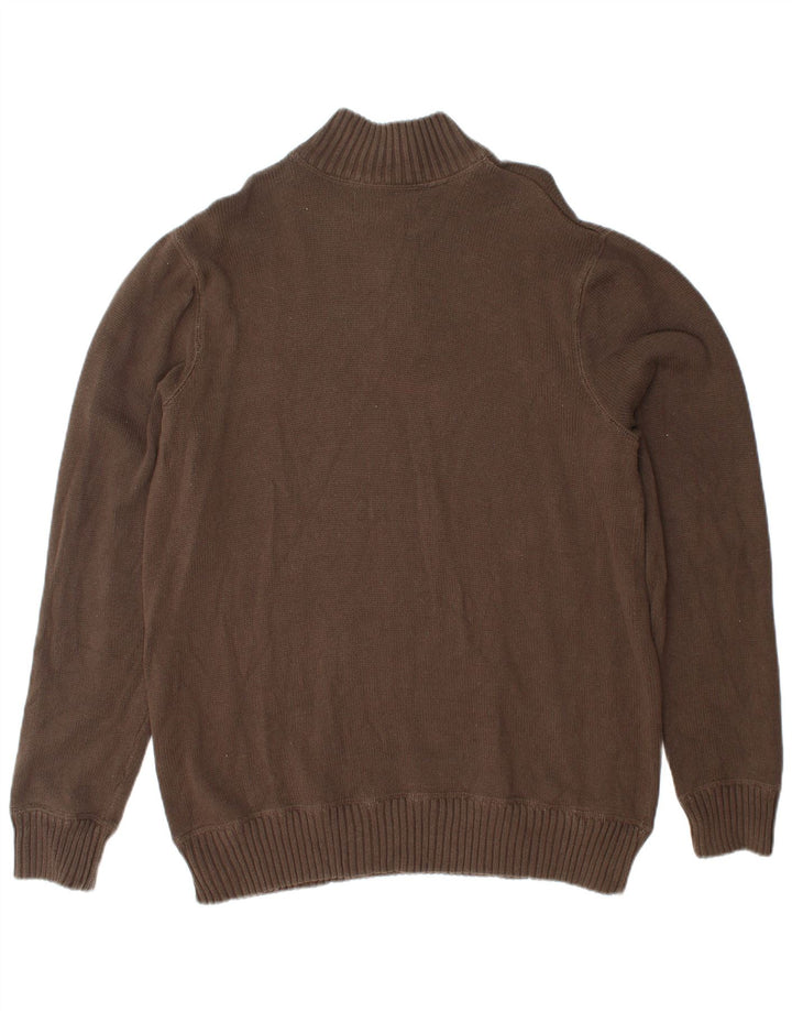 EDDIE BAUER Herren-Pullover mit Reißverschluss am Hals, große braune Baumwolle