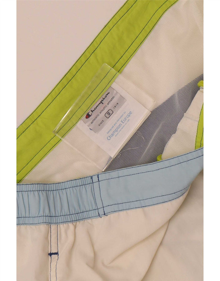 Champion Herren-Badeshorts, Größe S, Weiß, Colourblock-Polyamid