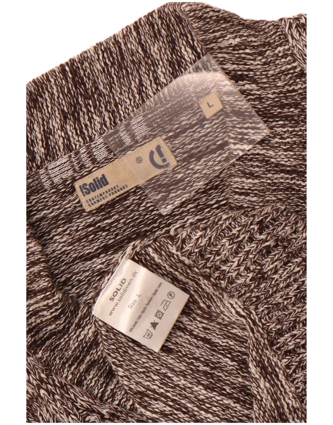 Vintage Herren Strickjacke, große braun gefleckte Baumwolle