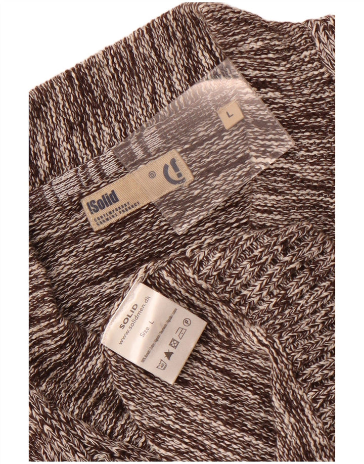 Vintage Herren Strickjacke, große braun gefleckte Baumwolle