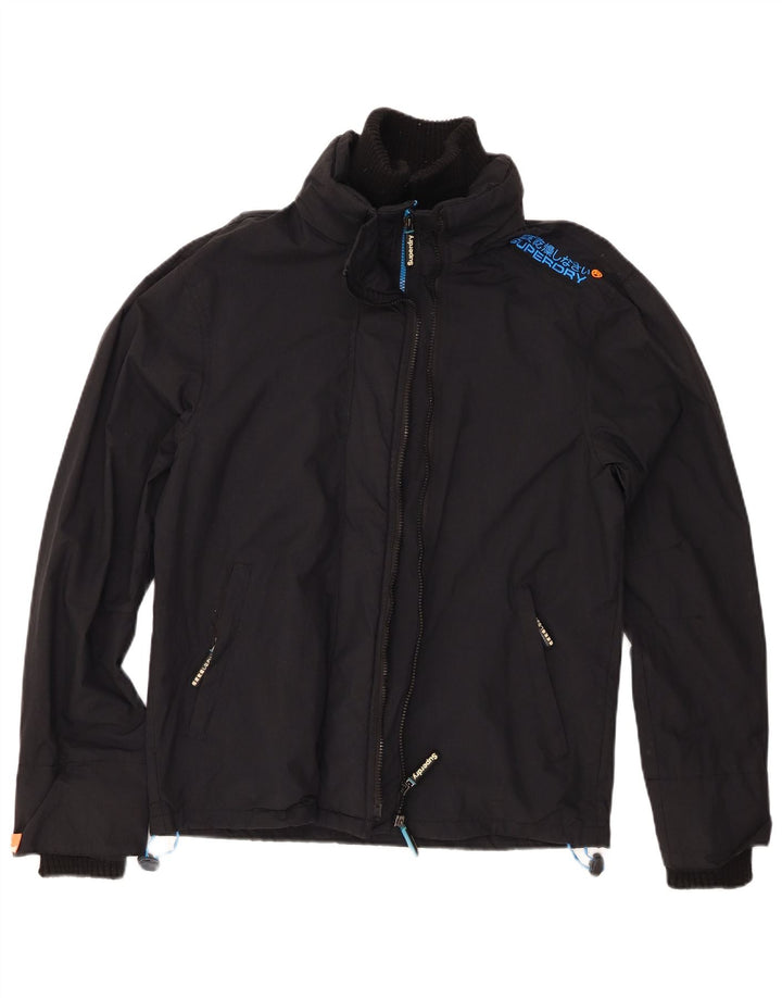 SUPERDRY Herren Windcheater Windjacke UK 40 Large Schwarz Nylon