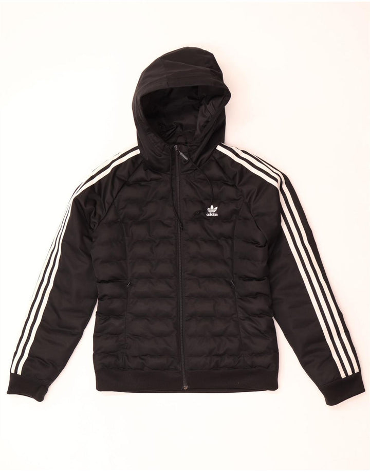 Adidas Damen Kapuzenjacke, gepolstert, UK 12, mittelschwarz, Polyester